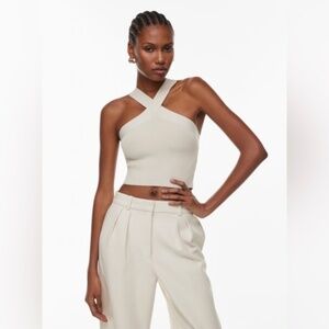 Aritzia Babaton Sculpt Knit Criss Cross Cropped Tank